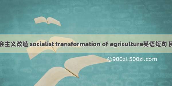 农业社会主义改造 socialist transformation of agriculture英语短句 例句大全