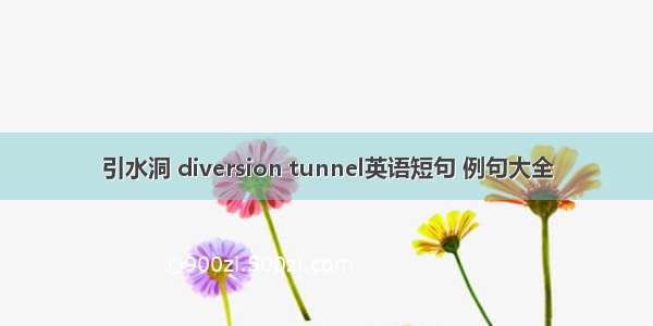 引水洞 diversion tunnel英语短句 例句大全