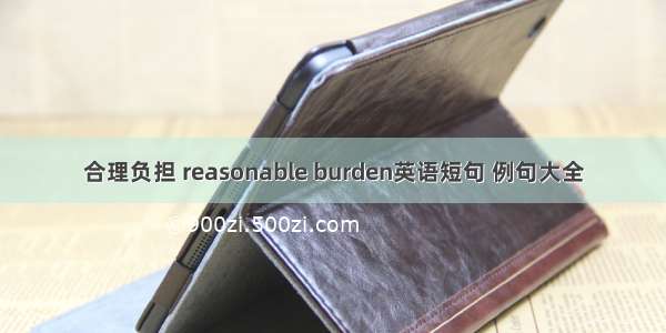 合理负担 reasonable burden英语短句 例句大全