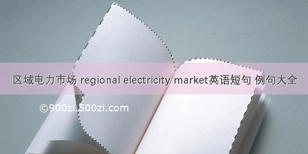 区域电力市场 regional electricity market英语短句 例句大全