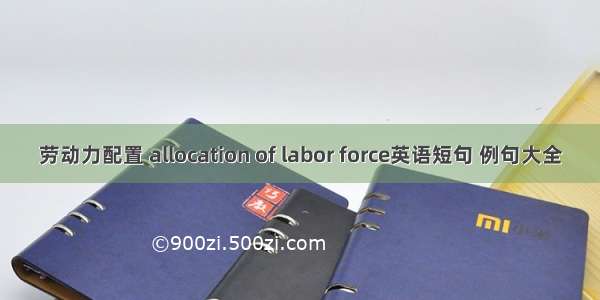 劳动力配置 allocation of labor force英语短句 例句大全