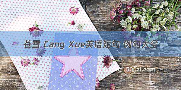 苍雪 Cang Xue英语短句 例句大全