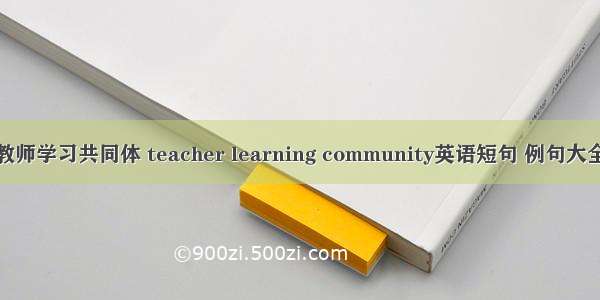 教师学习共同体 teacher learning community英语短句 例句大全