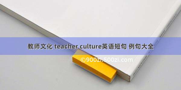 教师文化 teacher culture英语短句 例句大全