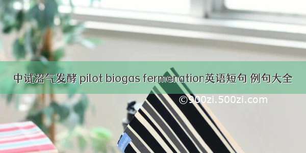 中试沼气发酵 pilot biogas fermenation英语短句 例句大全