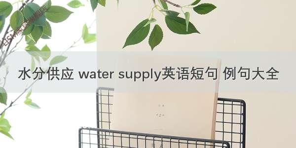 水分供应 water supply英语短句 例句大全