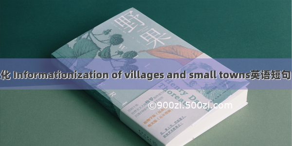 村镇信息化 Informationization of villages and small towns英语短句 例句大全
