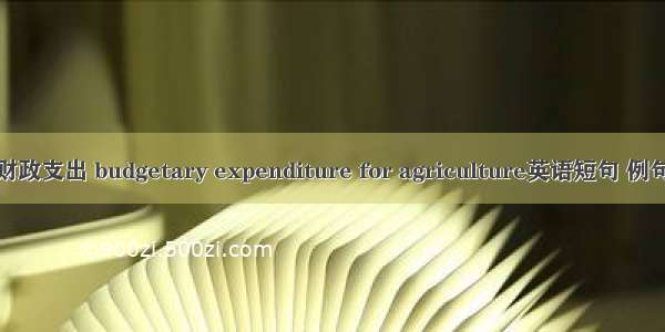 农业财政支出 budgetary expenditure for agriculture英语短句 例句大全