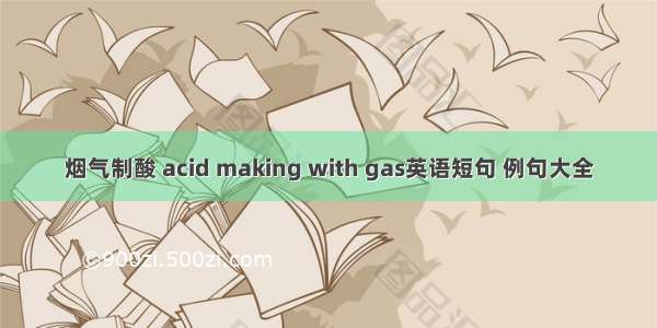 烟气制酸 acid making with gas英语短句 例句大全