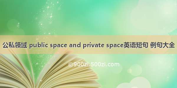 公私领域 public space and private space英语短句 例句大全