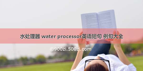 水处理器 water processor英语短句 例句大全