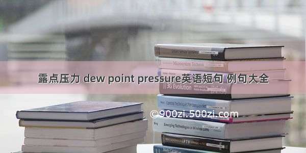 露点压力 dew point pressure英语短句 例句大全