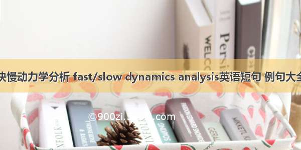 快慢动力学分析 fast/slow dynamics analysis英语短句 例句大全