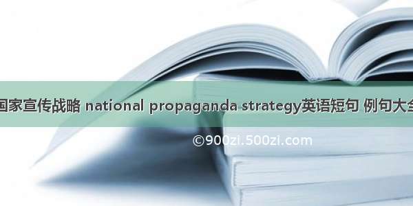 国家宣传战略 national propaganda strategy英语短句 例句大全