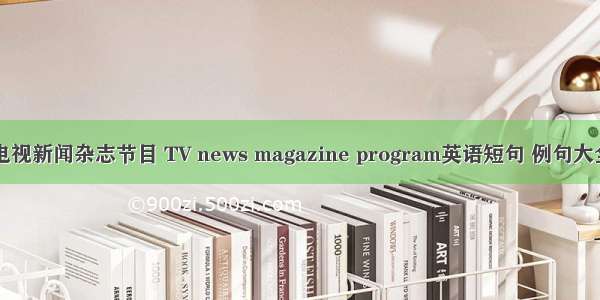 电视新闻杂志节目 TV news magazine program英语短句 例句大全