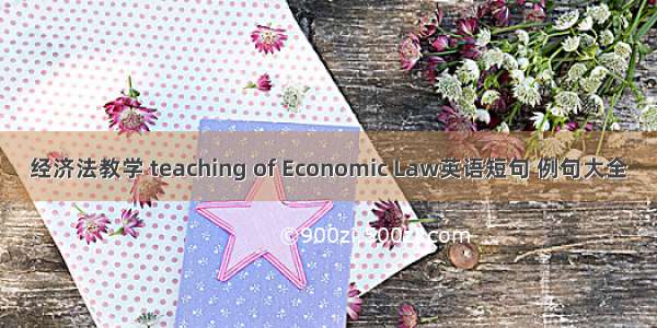 经济法教学 teaching of Economic Law英语短句 例句大全
