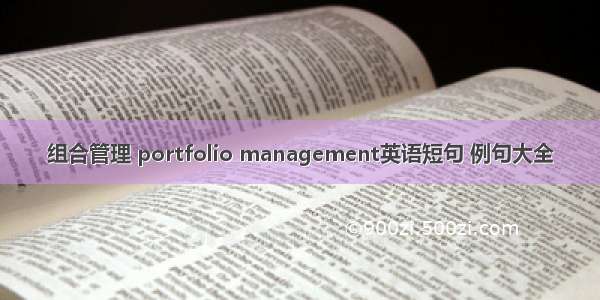 组合管理 portfolio management英语短句 例句大全