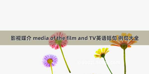 影视媒介 media of the film and TV英语短句 例句大全