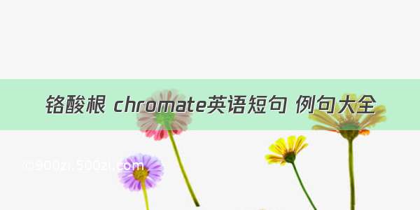 铬酸根 chromate英语短句 例句大全