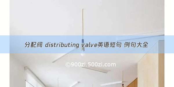 分配阀 distributing valve英语短句 例句大全