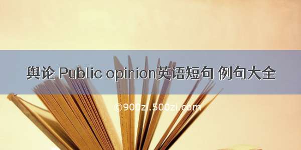 舆论 Public opinion英语短句 例句大全