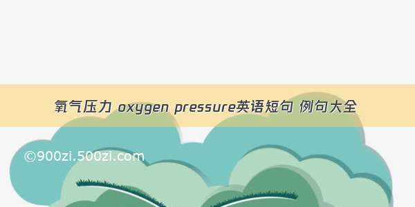 氧气压力 oxygen pressure英语短句 例句大全