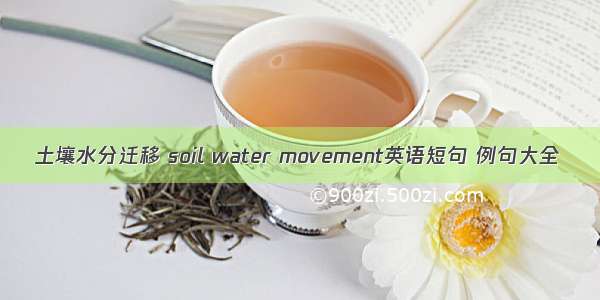 土壤水分迁移 soil water movement英语短句 例句大全