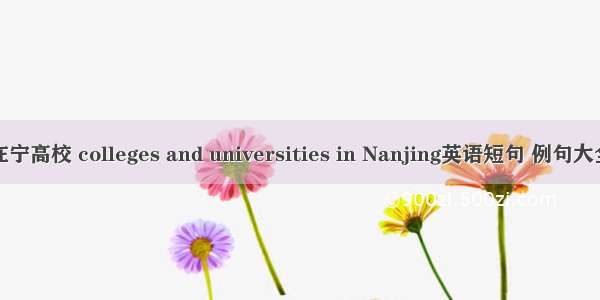 在宁高校 colleges and universities in Nanjing英语短句 例句大全