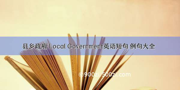 县乡政府 Local Government英语短句 例句大全