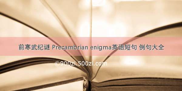 前寒武纪谜 Precambrian enigma英语短句 例句大全