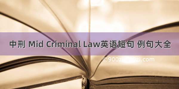 中刑 Mid Criminal Law英语短句 例句大全