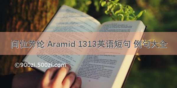 间位芳纶 Aramid 1313英语短句 例句大全