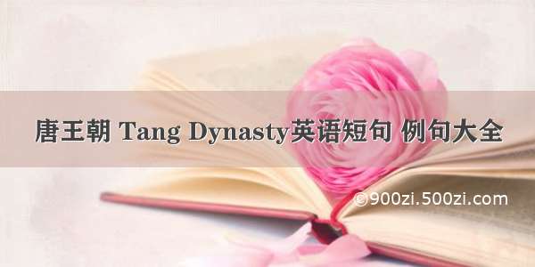 唐王朝 Tang Dynasty英语短句 例句大全