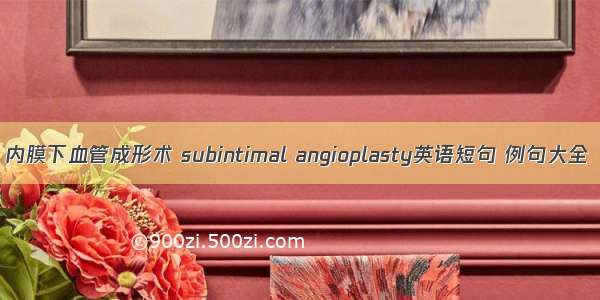 内膜下血管成形术 subintimal angioplasty英语短句 例句大全