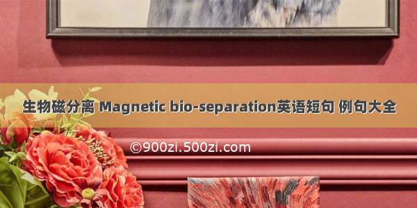 生物磁分离 Magnetic bio-separation英语短句 例句大全