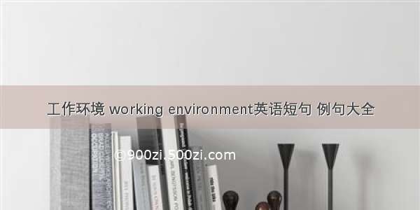 工作环境 working environment英语短句 例句大全