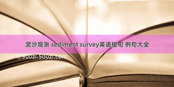 泥沙观测 sediment survey英语短句 例句大全