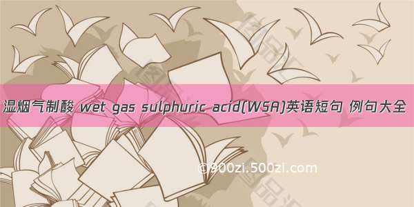 湿烟气制酸 wet gas sulphuric acid(WSA)英语短句 例句大全