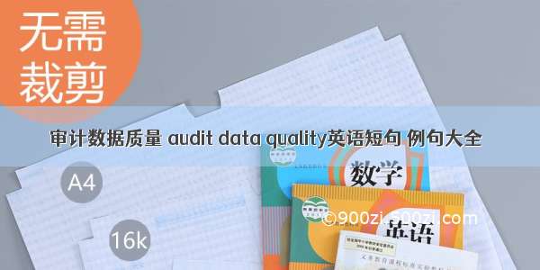审计数据质量 audit data quality英语短句 例句大全