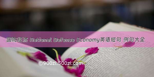 国防经济 National Defense Economy英语短句 例句大全