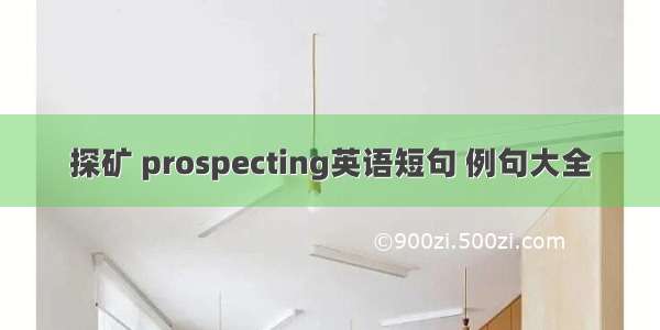 探矿 prospecting英语短句 例句大全