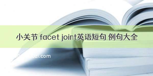 小关节 facet joint英语短句 例句大全