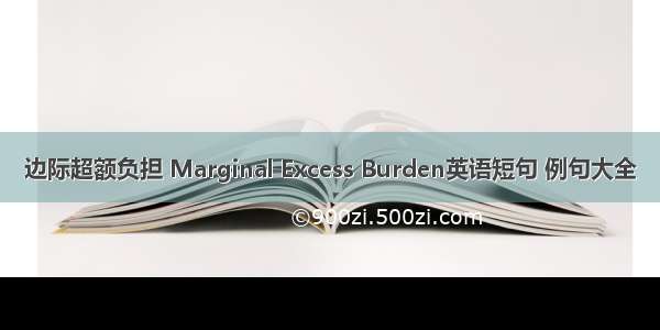 边际超额负担 Marginal Excess Burden英语短句 例句大全