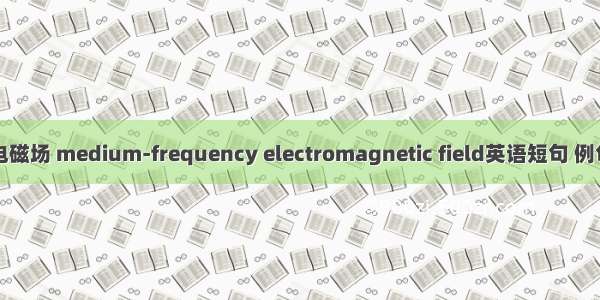 中频电磁场 medium-frequency electromagnetic field英语短句 例句大全