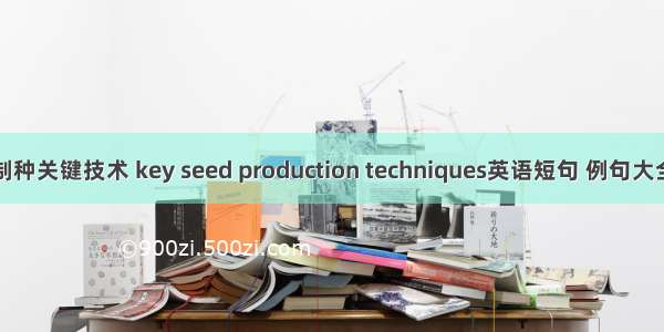 制种关键技术 key seed production techniques英语短句 例句大全