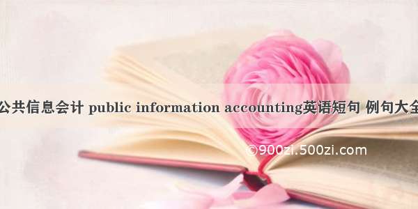 公共信息会计 public information accounting英语短句 例句大全