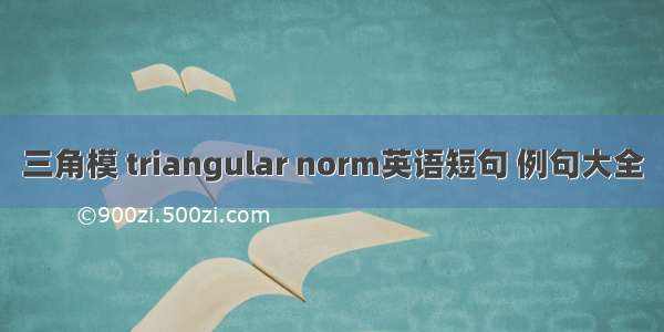 三角模 triangular norm英语短句 例句大全