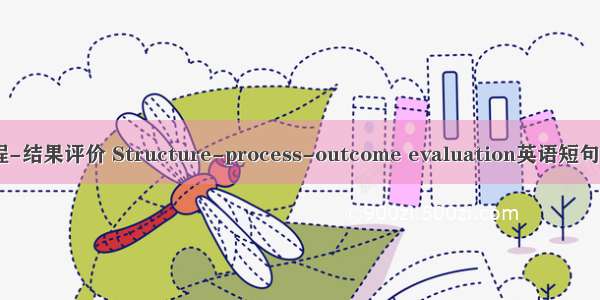 结构-过程-结果评价 Structure-process-outcome evaluation英语短句 例句大全