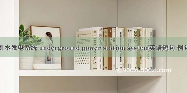地下引水发电系统 underground power station system英语短句 例句大全