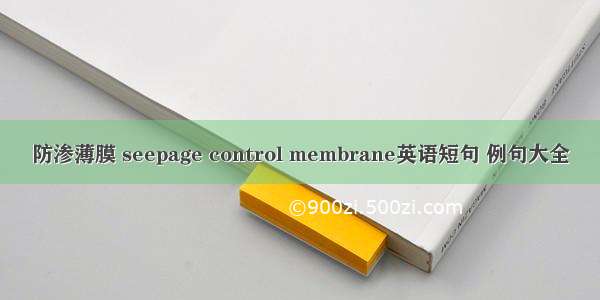 防渗薄膜 seepage control membrane英语短句 例句大全